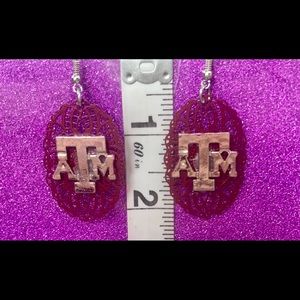 Maroon Filigree Drop Silver Texas A&M Earrings